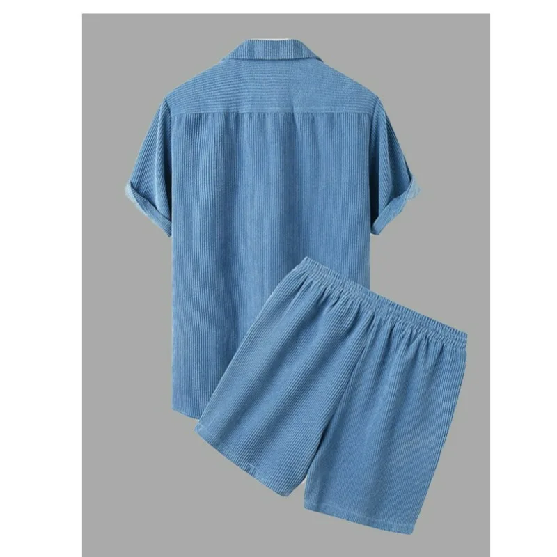 Men's Casual Suit Short Sleeved Shirt Shorts Loose Breathable Comfortable Cycling Hiking Camping Jacket Sports Men's Pajamas Set