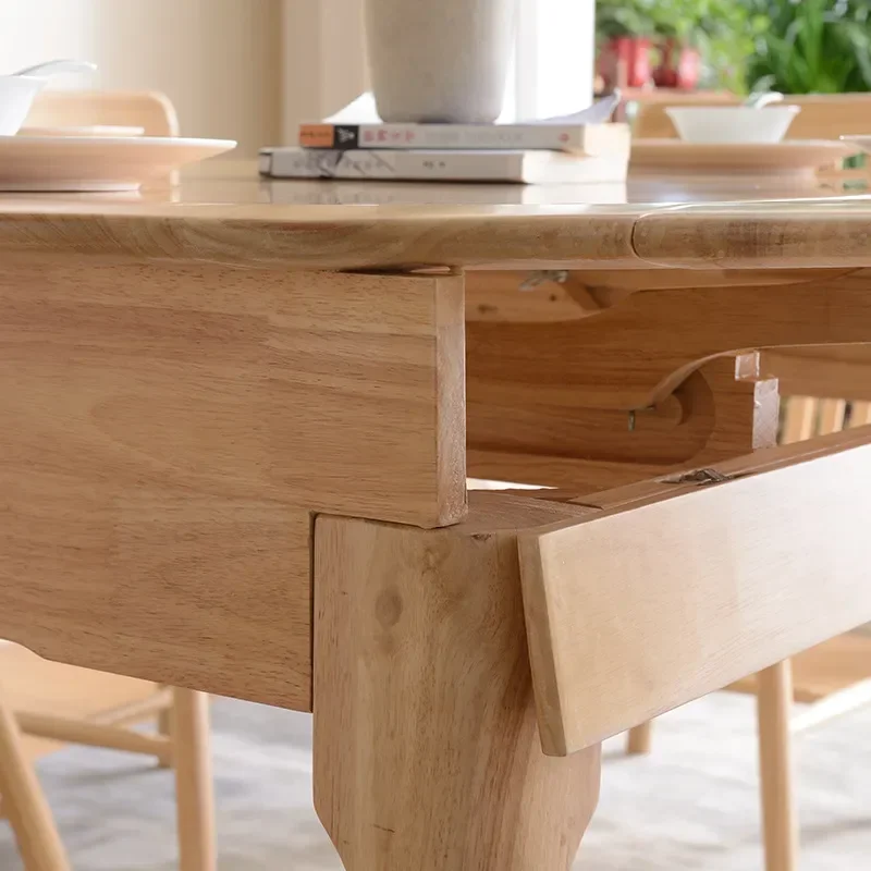 Nordic Solid Wood Dining Table and Chairs Set Simple Round Extendable Table for Apartment Family Home Direct Sales
