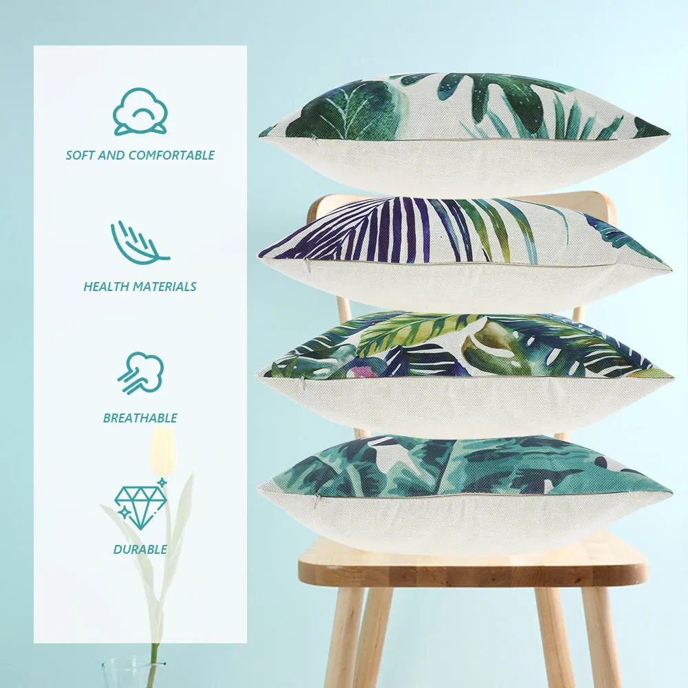 4Pcs Throw Pillow Covers Waterproof Cushion Pillow Case Outdoor Patio Garden Pillowcases for Home Office Chair Sofa Home Decor