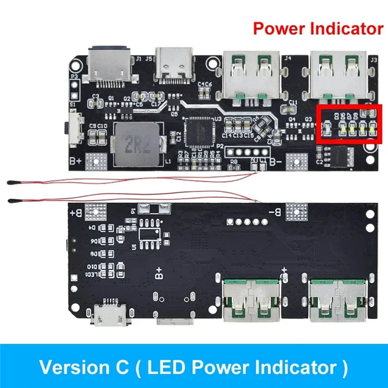 AAAEL-QC4.0 QC3.0 LED Dual USB 5V 4.5A 22.5W Micro/Type-C USB Mobile Power Bank 18650 Charging Module Temperature Protection