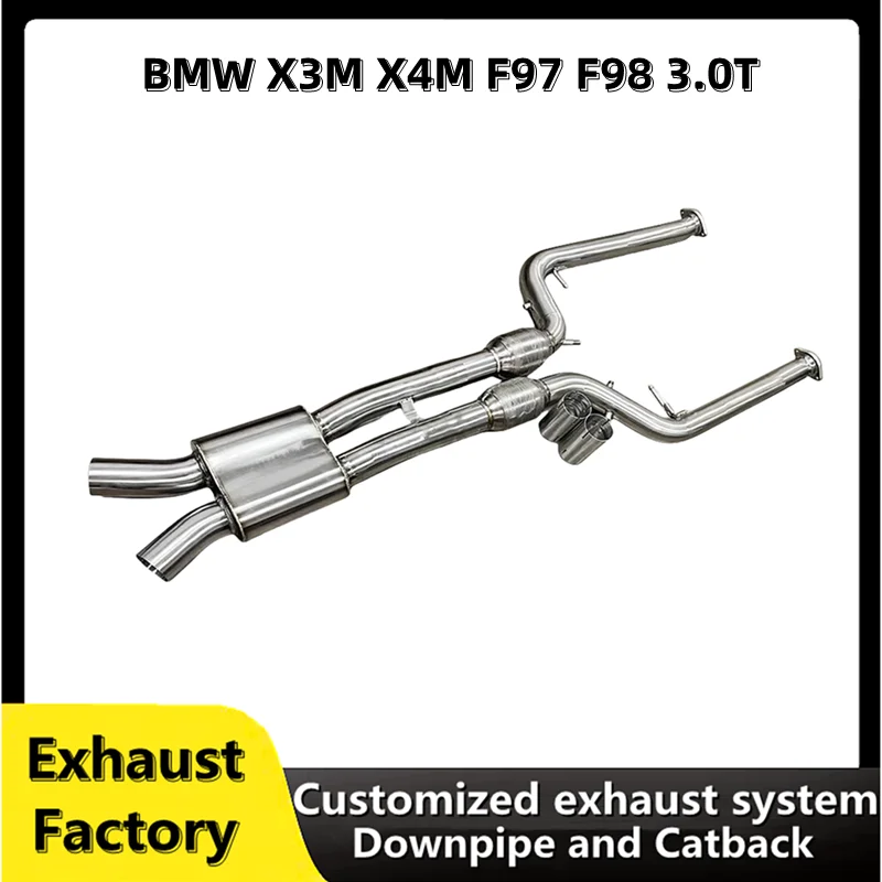 For BMW X3M X4M F97 F98 3.0T auto parts stainless steel high flow performance exhaust system middle pipe resonant pipe