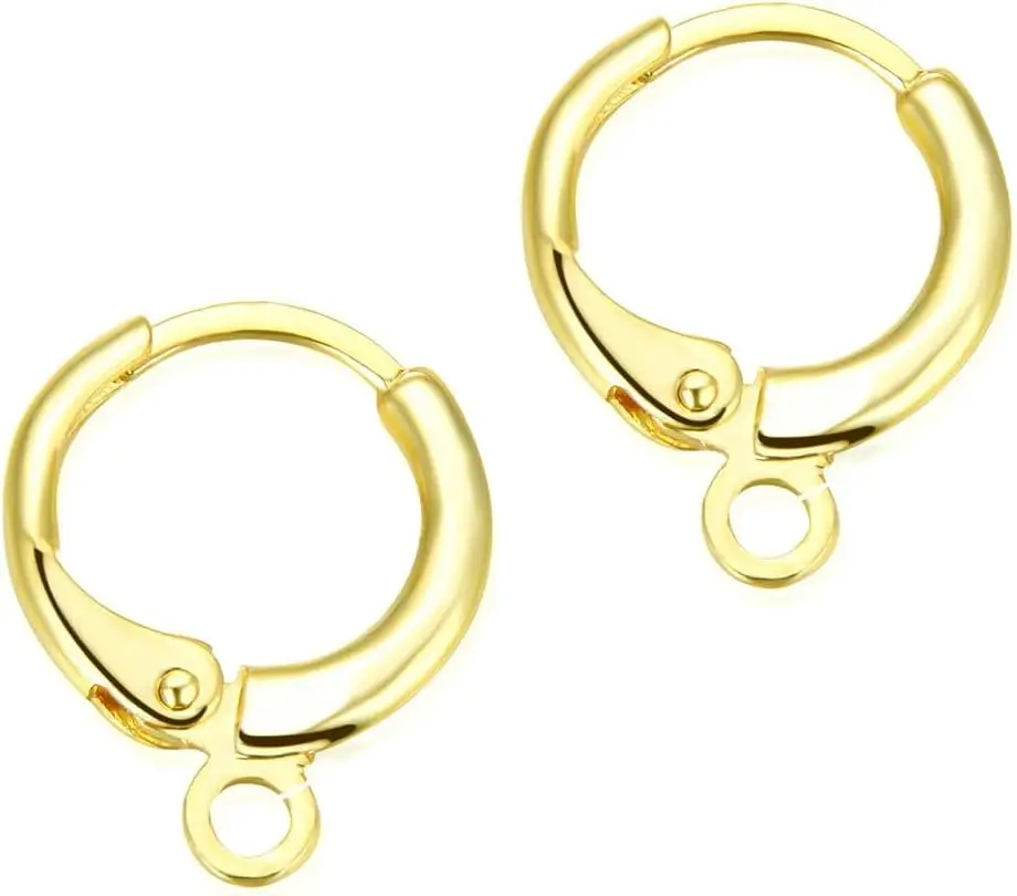 

Adabele Hypoallergenic Dangle Tarnish Resistant 14mm Round Hoop Huggie Earring Hooks Open Ring Ear Wire 18K Yellow Gold Plated B
