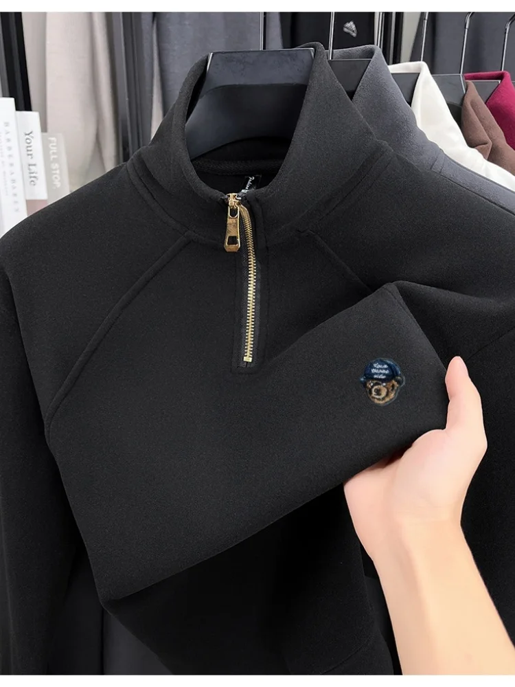 المبيعات الساخنة الكرتون الدب التطريز سستة البلوز ضوء العلامة التجارية الفاخرة الرجال هوديس جديد الخريف موضة بسيطة ملابس رجالية غير رسمية #2