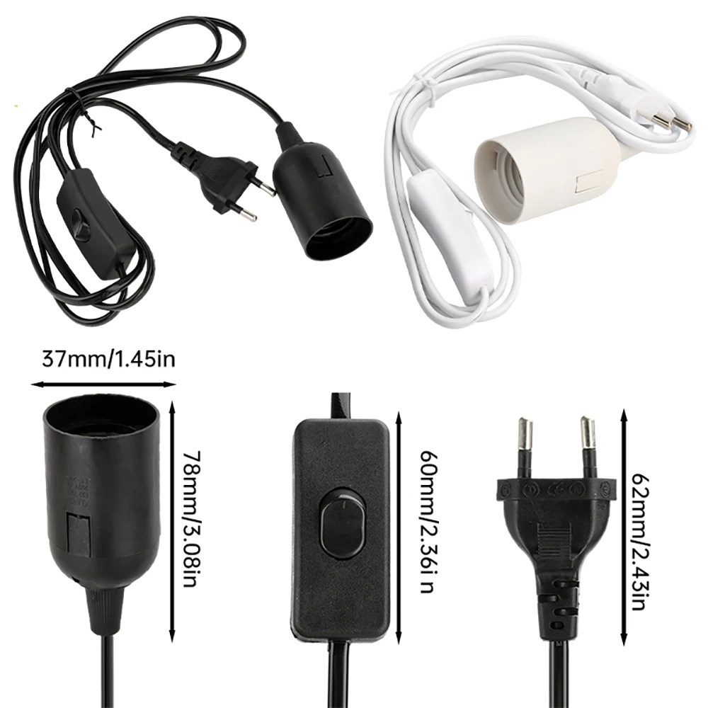 Soporte de Base de lámpara E27, Cable de alimentación de 1,8 M, enchufe europeo para colgante, accesorio de iluminación LED, adaptador de Cable de enchufe con interruptor