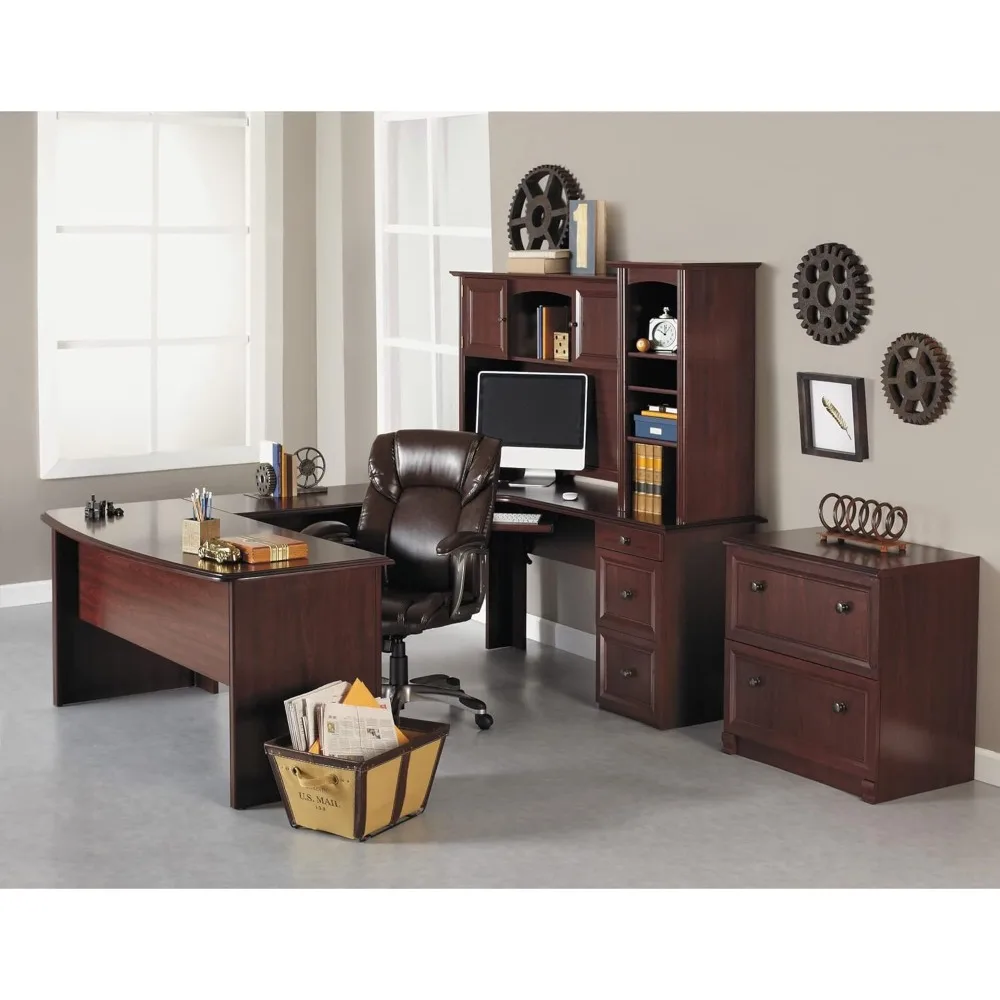 

65"W U-Shaped Executive Corner Desk, Cherry,Executive Corner Desk