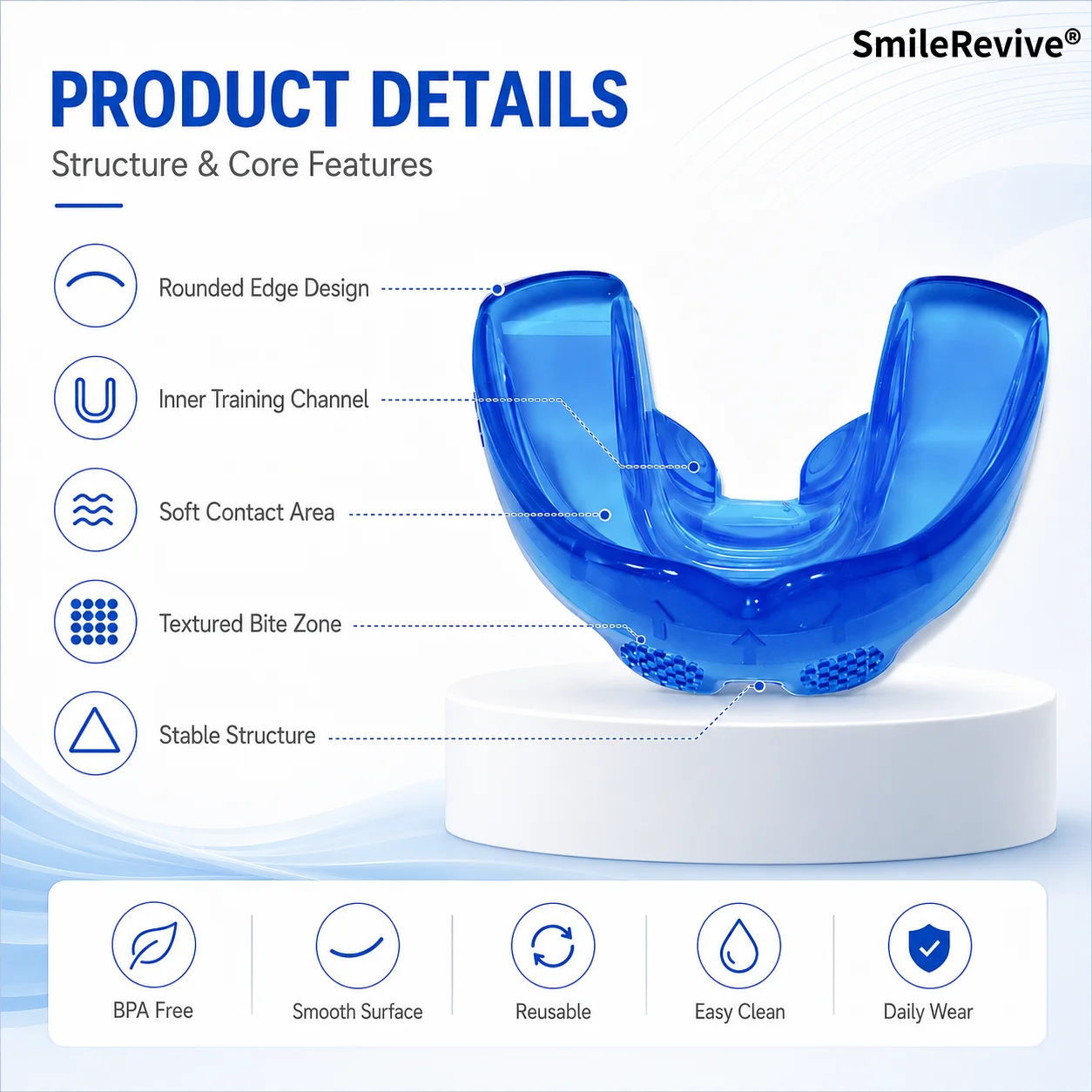 SmileRevive Teeth Straightening Trainer Myofunctional Orthodontic Appliance Silicone Close Teeth Gap Aligner