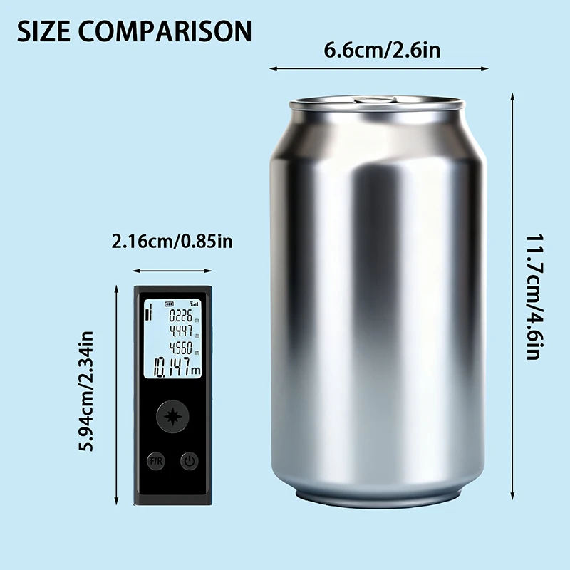 Mini High Precision Digital Laser Distance Meter, 30-60M Range, USB Type - Charging,Metal Housing |Measurement Tool