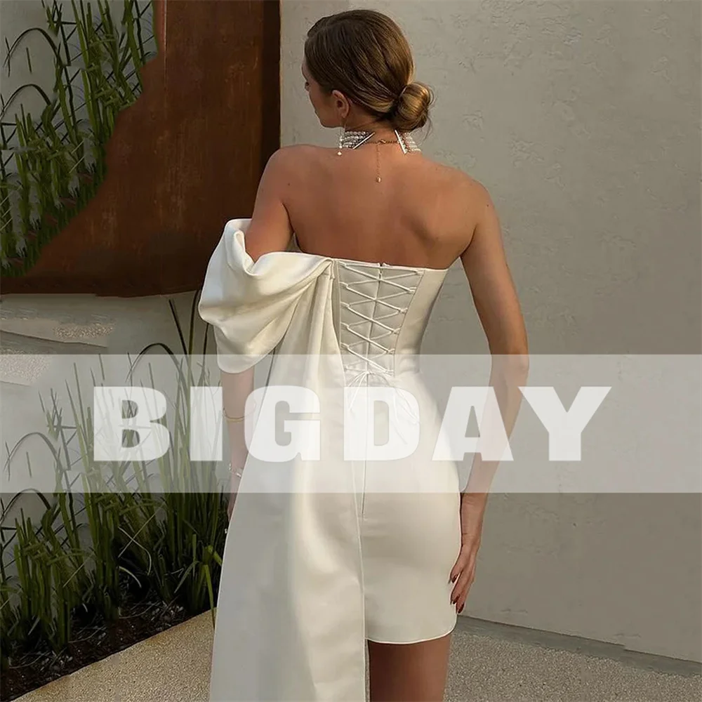 Elegant Short Wedding Dresses Sweetheart Off The Shoulder Pleat Open Back Bridal Gown Above-Knee Vestidos De Noiva Customized