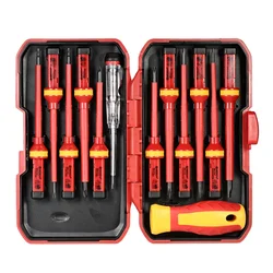 13pcs Insulated Screwdriver Set Precision Screwdriver Magnetic Slotted Phillips Pozidriv Torx Bits For Electrician Hand Tool