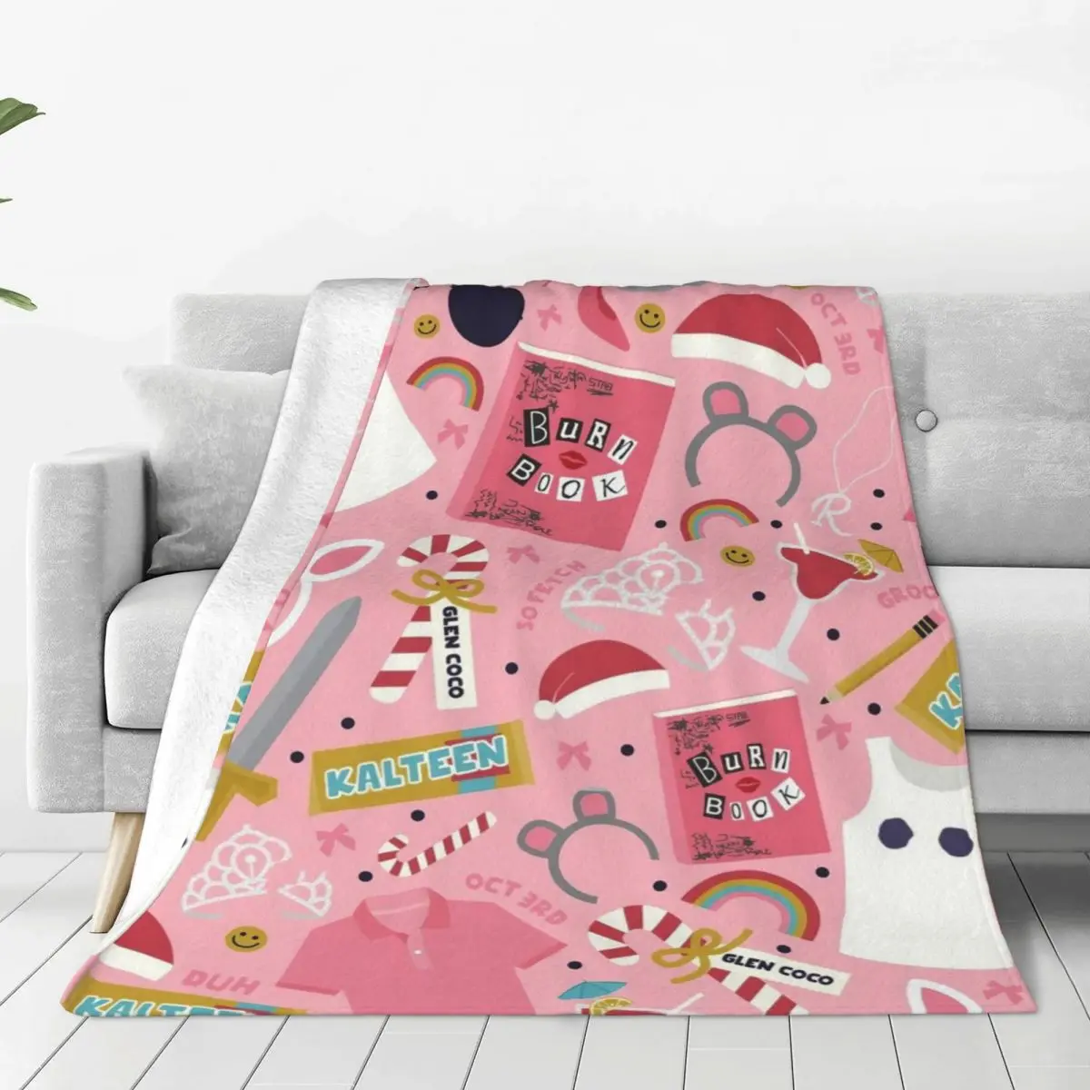 Burn Book Pink Blanket Velvet Ultra-Soft Throw Blankets for Outdoor Travel Bedspread