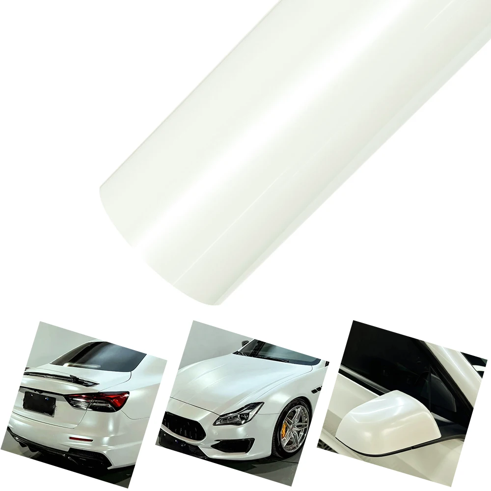 

Ultra Gloss Car Vinyl Film PET Metallic White Glossy Car Wrap Decal Auto DIY Decoration Accessories With Air Release Technology