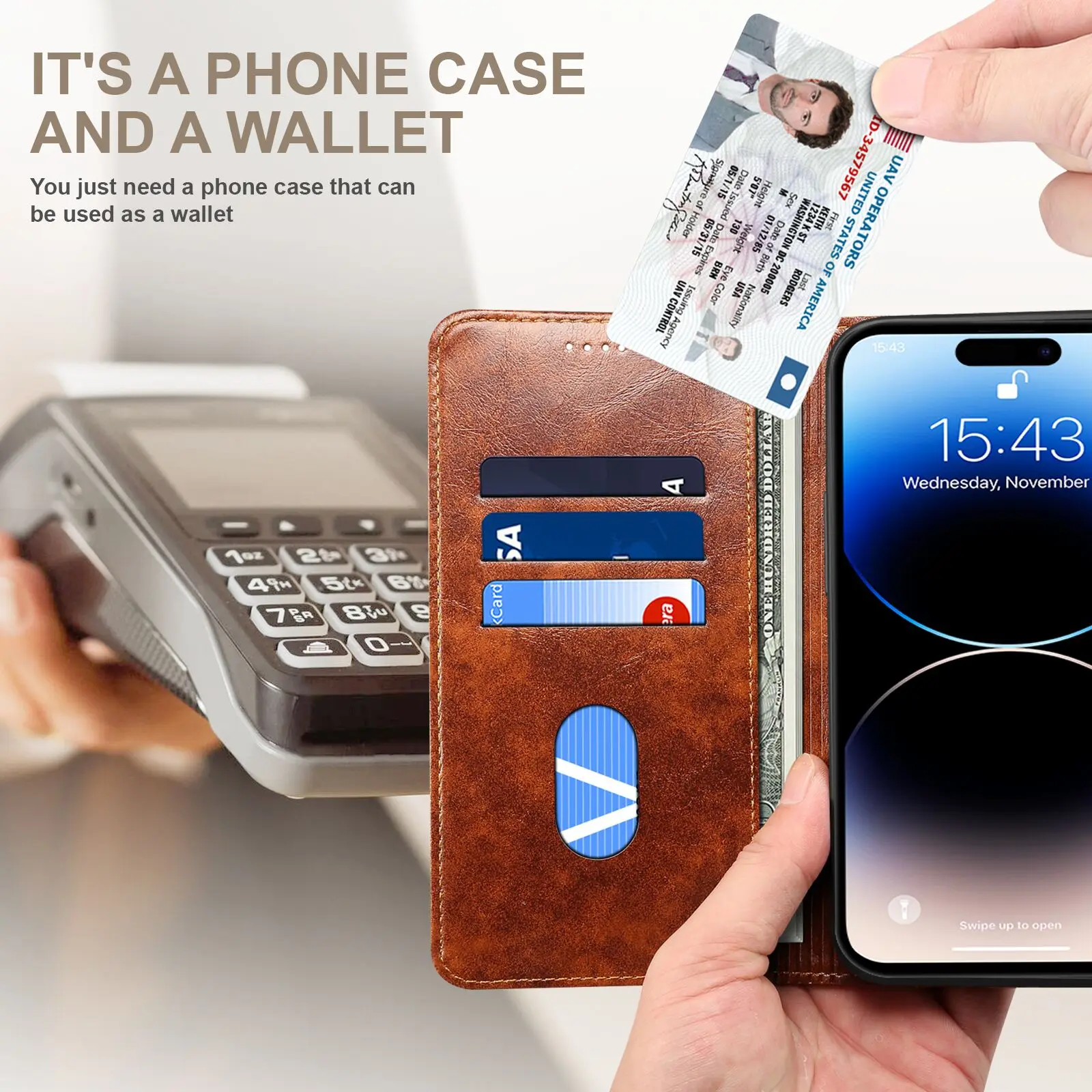 SUTENI-funda de teléfono de piel sintética con tarjetero, billetera con soporte, funda con tapa magnética para Galaxy S26 Ultra S25 Plus S24 S23 S22