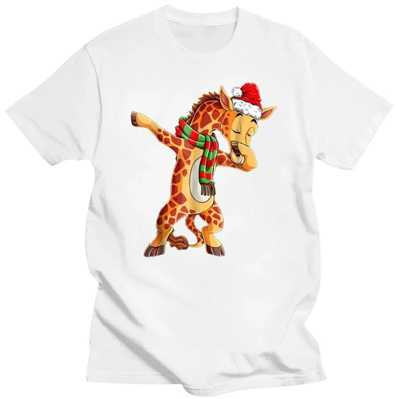 Dabbing Giraffe Santa Christmas Kids Boys Girls Gift T-Shirt Amazing Short Sleeve Unique Casual Short Sleeve Tops heavyweight