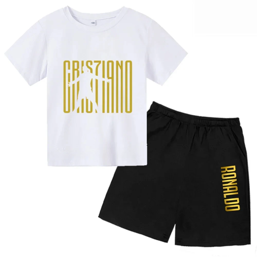 3D kids T-shirt Summer CR7 Star Print Top/Shorts Boys/Girls Preschool 3-13Y Birthday Gift Sunshine Casual Round Neck Sports Set
