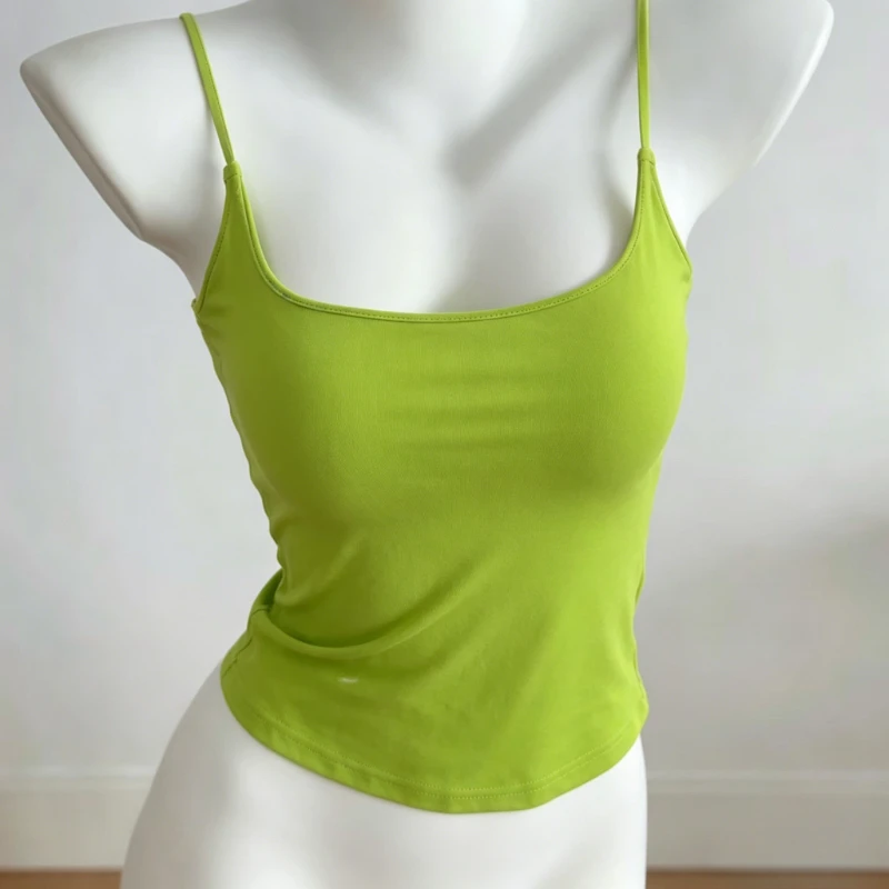 Y2k Spicy Girl Spaghetti Strap Camisole Tank Tops Women Green Camisole Tank Tops Korean Popular Daily Slim Fit Streetwear Party