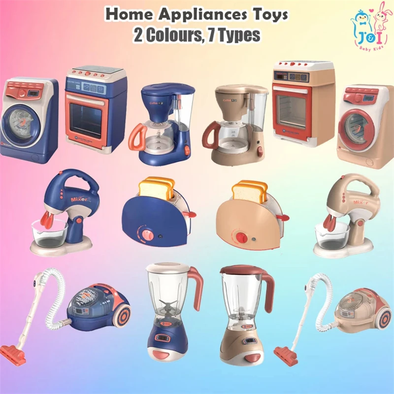 Crianças Play House Cozinha Brinquedos, Simulação, Eletrodomésticos, Juicer Mixer, Torradeira, Máquina de café, Montessori Brinquedos para meninas e meninos