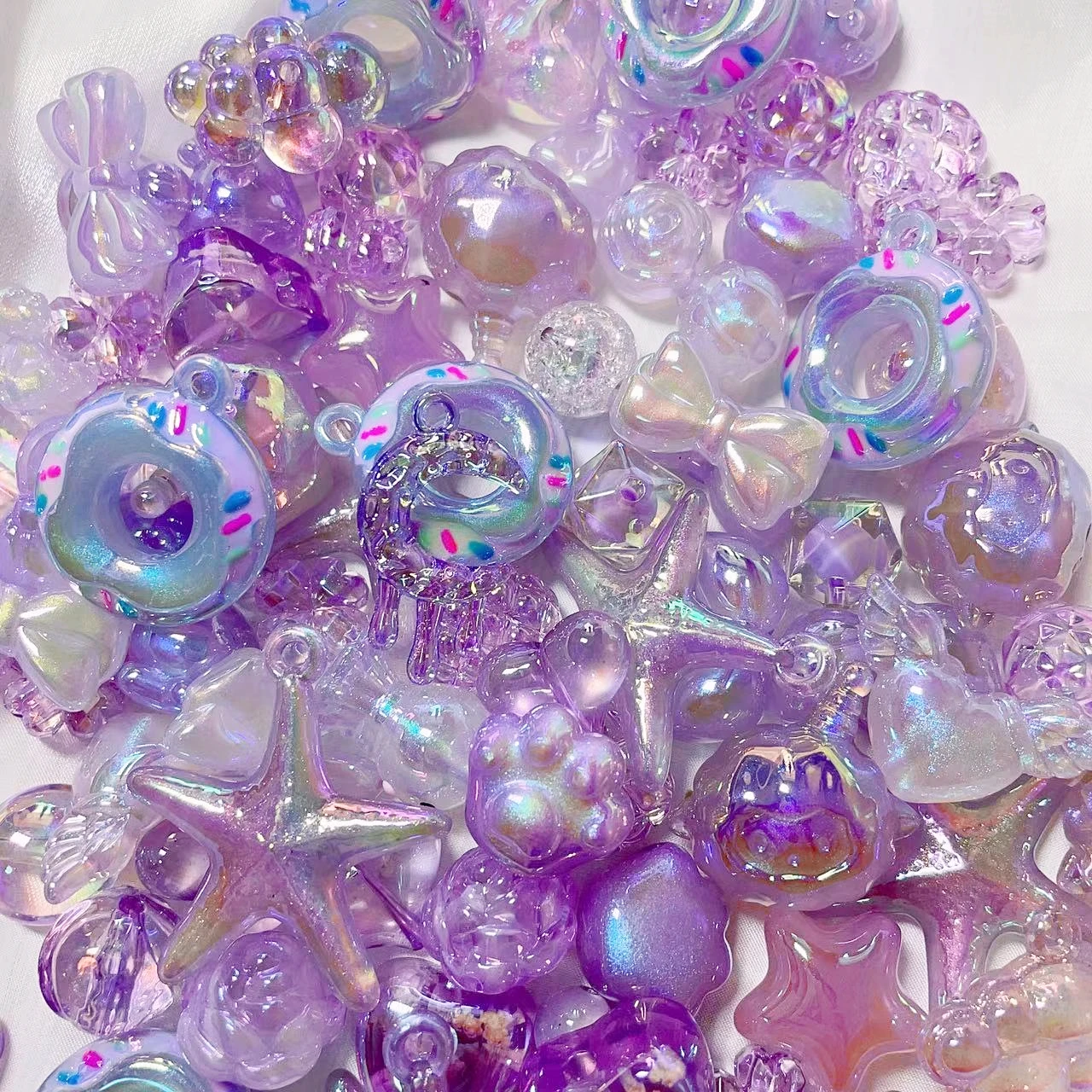 Purple Milk Way Series Beads Galaxy Crush Pendant for Bracelet Making DIY Car Decoration Instagood Fall In Love Sweet Wedding