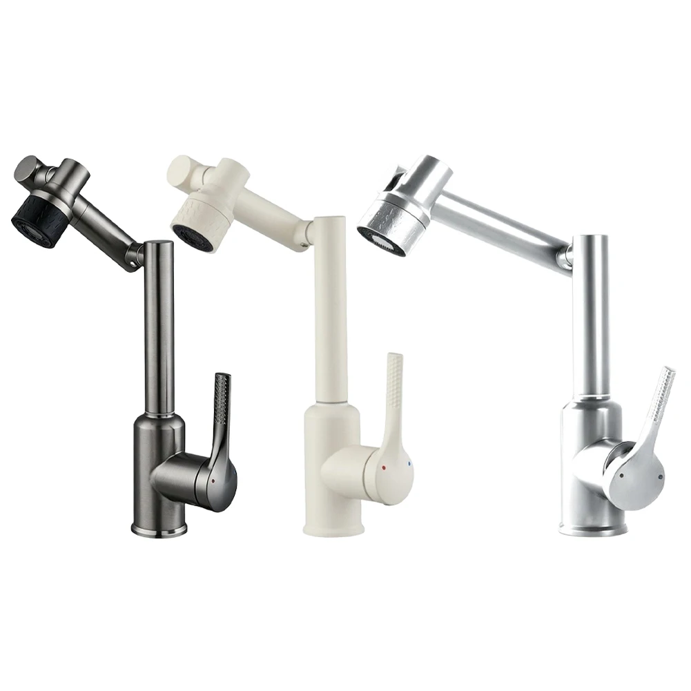 Single Handle Bathroom Faucet with For 360 Swivel Spout and Three Water Flow Options for Stainless Steel Sink Use