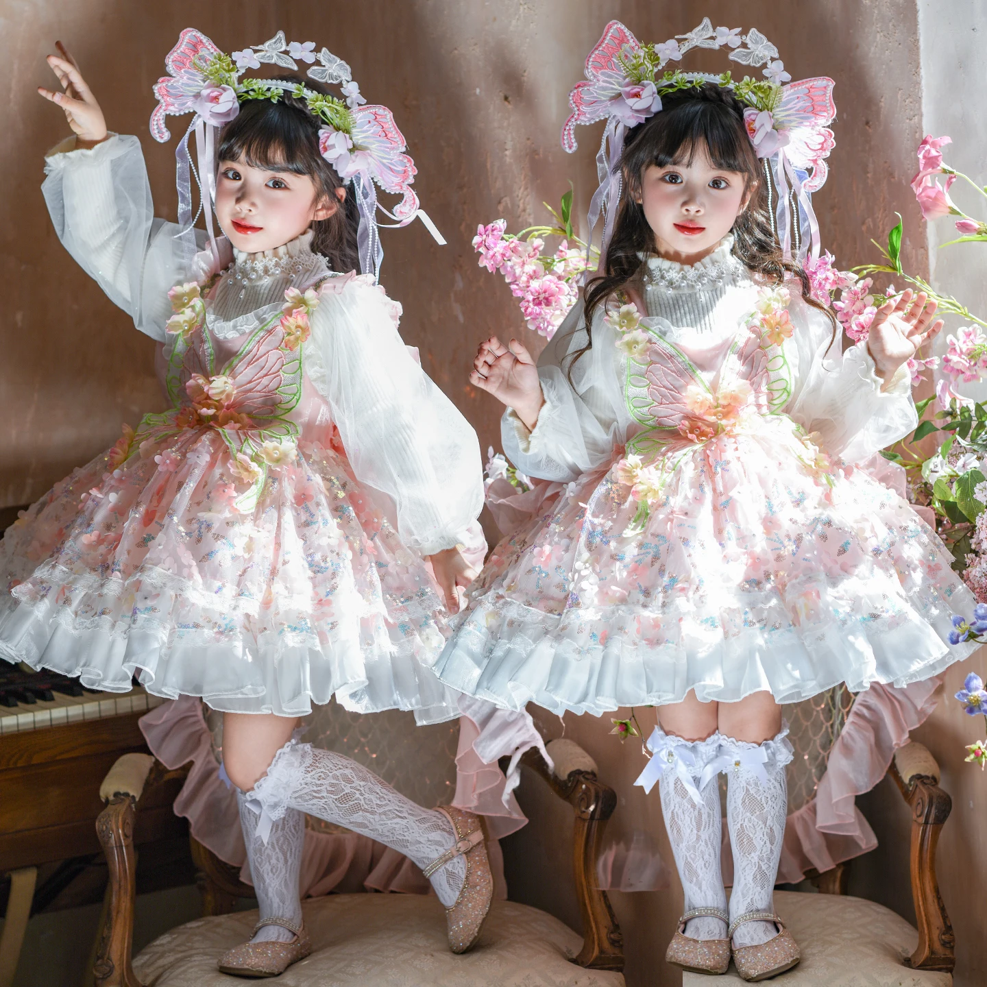 

Baby Girl Halloween Costumes Dress Size 2-11Y Kids Birthday Dress Child Party Skirt Princess Lolita Dress Little Girls Elf Dress