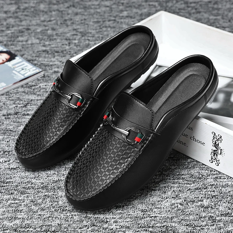 Fashion Half Slippers Mens Casual Shoes Breathable Slip-on Mens Driving Shoes  Comfortable Men Loafers Mens Lazy Shoes Moccasins