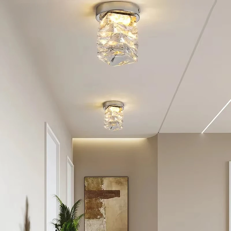 

SANDYHA Modern Crystal Round Ceiling Light Double Layer Chandelier for Entrance Bedroom Corridor Elegant Decor Lighting