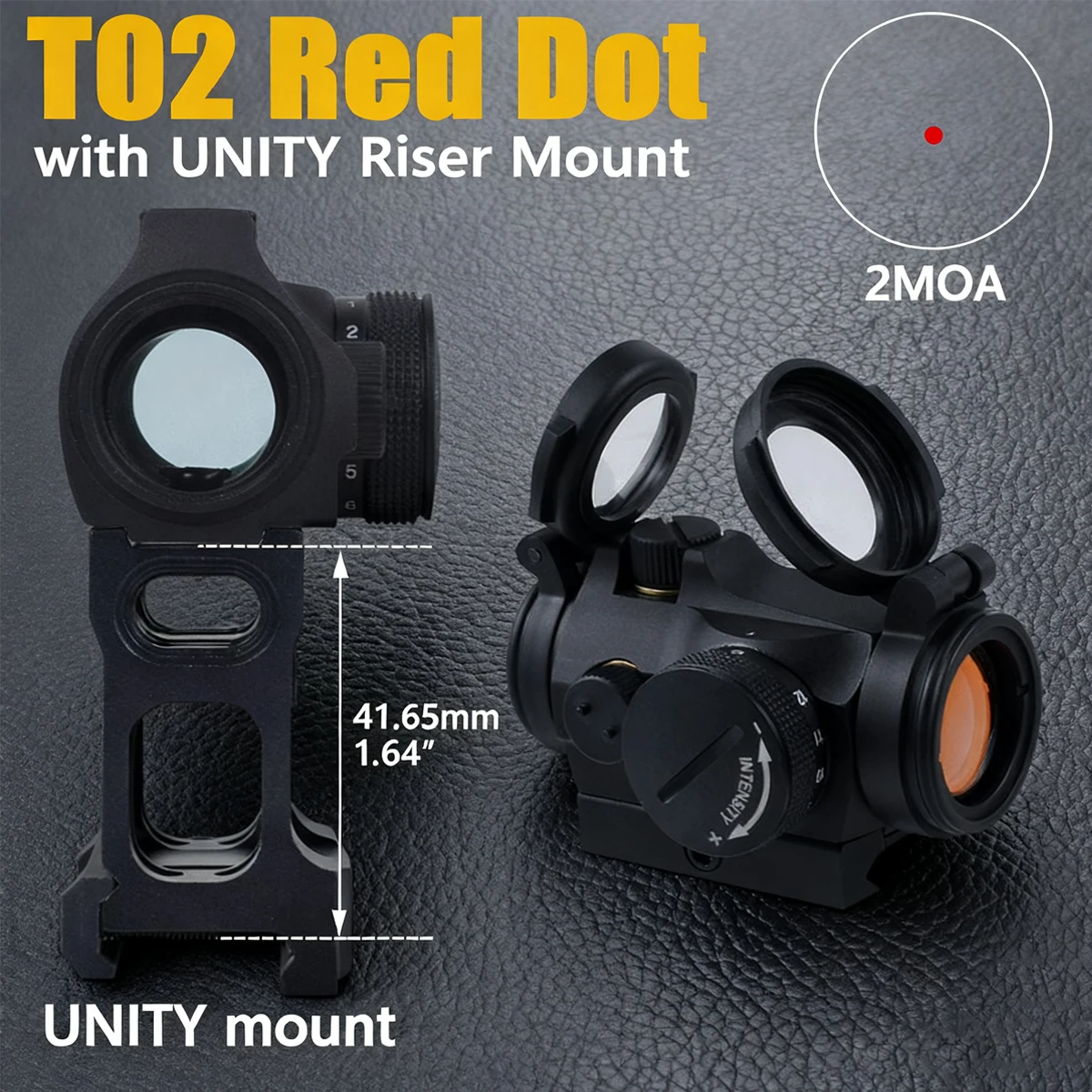 

Tactical T02 Red Dot Sight with 1.64'' UNITY Fast Riser Mount T01 Reflex Sight Optics Red Dot Scope with Original Marking LOGO