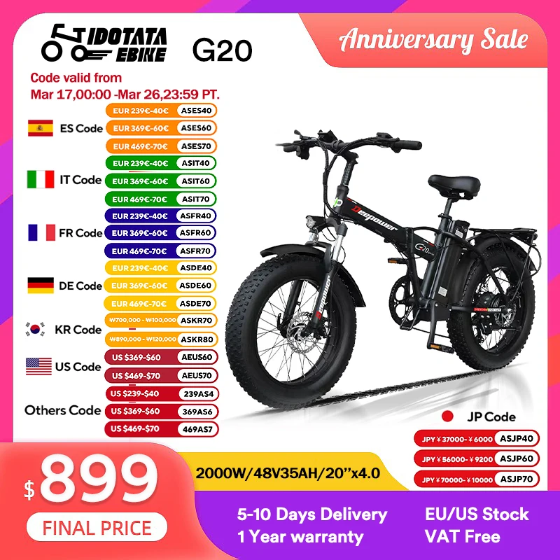 2000W Electric Bicycle 20INCH Ebike 48V 25AH Lithium Battery Mechanical Disc Brake 1000W Electric Bike Fat Tire Folding E bike