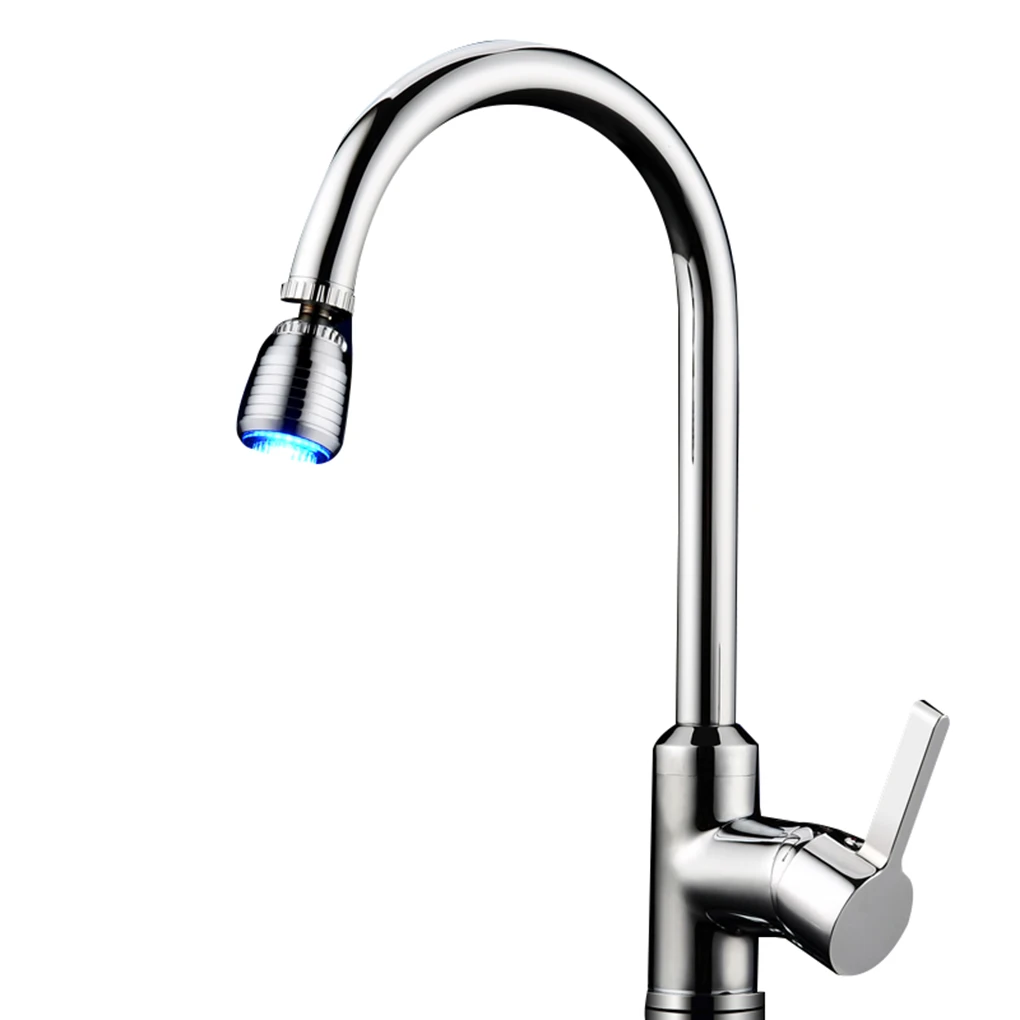 LED Light Rotatable Water Faucet Color Changing Water Stream Sink Tap Temperature Control