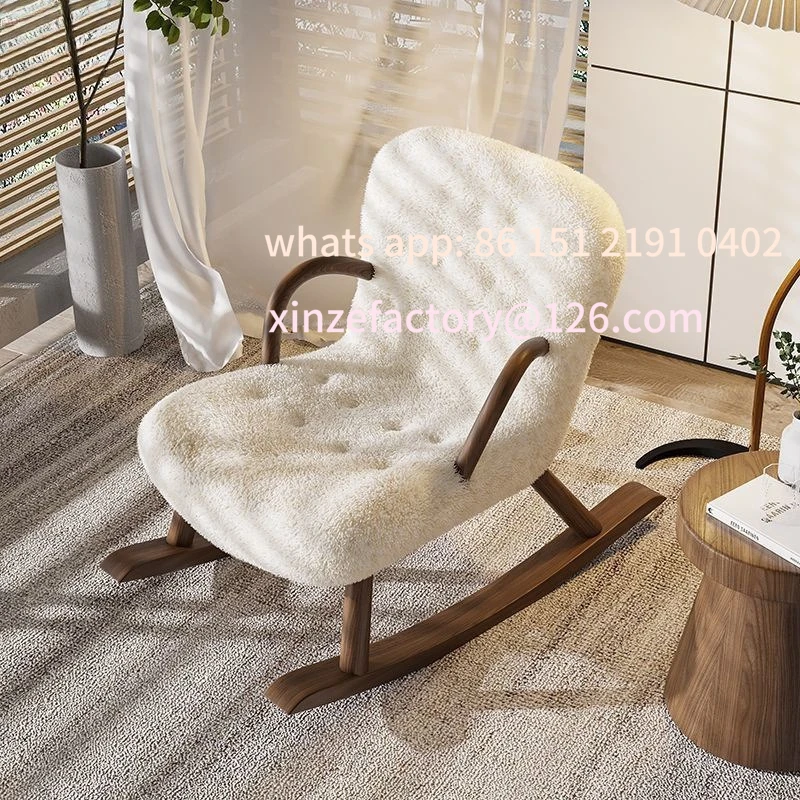 

Customizable French Lazy Leisure Chair Living Room Light Luxury Bedroom Rocking Chair Single Lamb Fleece Sofa