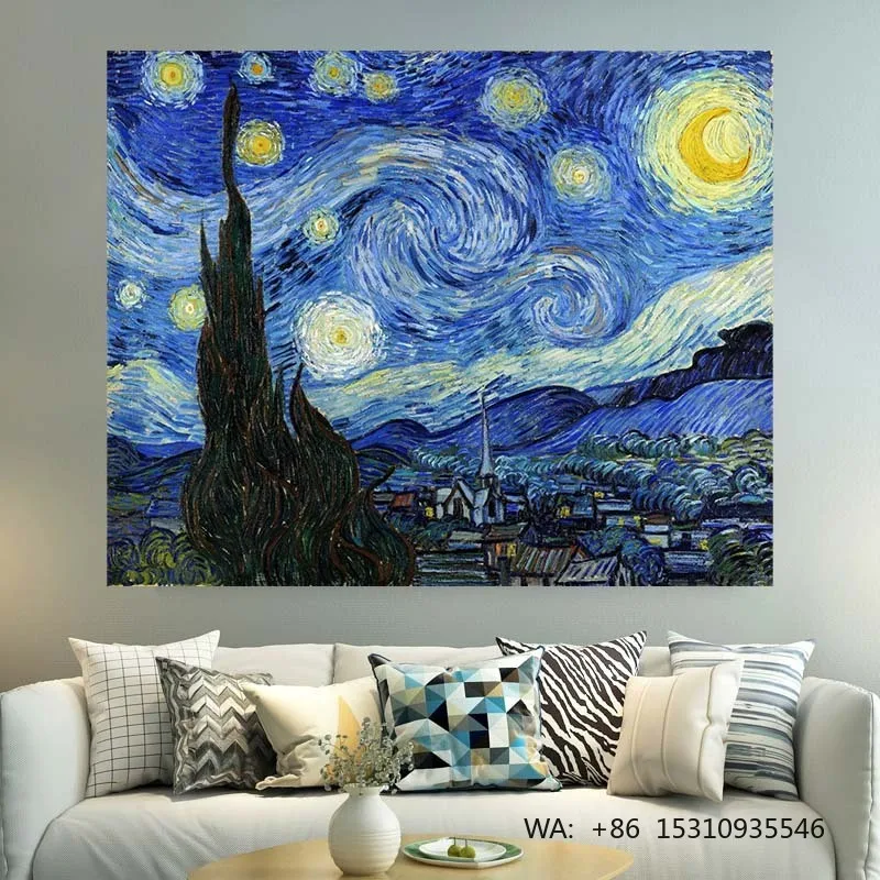 ZHUOHAO DIY Diamond Painting 40x50 Full Diamond Van Gogh Starry Night Gradient Special Shaped Rectangle Customizable