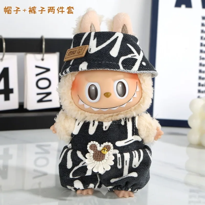 Baju Bayi Labubu 17 Cm Baju Liontin Vinil dengan Pengganti Baju Bayi Mewah Topi Sepatu (Hanya Baju Bayi) Mainan Kotak Buta