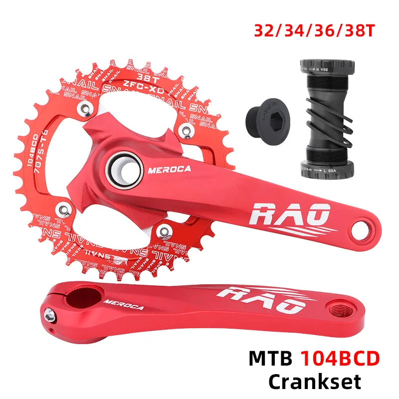 

Oulylan Mountain Bike Crank 170mm With Bottom Bracket 104BCD 34T 36T 38T Bicycle Chainring Aluminum Alloy MTB Crankset