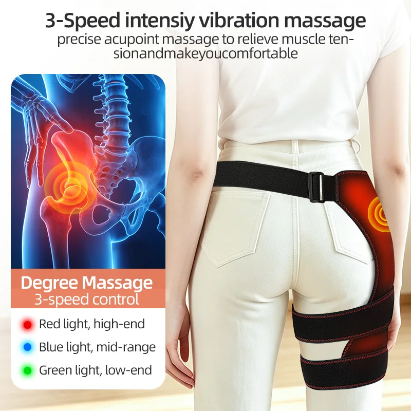 Electric Heated Hips Massager 3 Levels Heating Vibration Hips Pain Relief Thigh Buttock Muscle Relaxation Relieve Stress Home