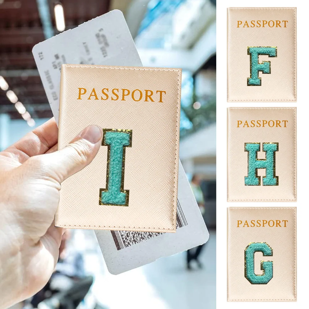 

Passport Cover Women ID Bank Card Address Holder Bundle Green Letter Series Travel Accessories PU Leather Passport Case Wallet