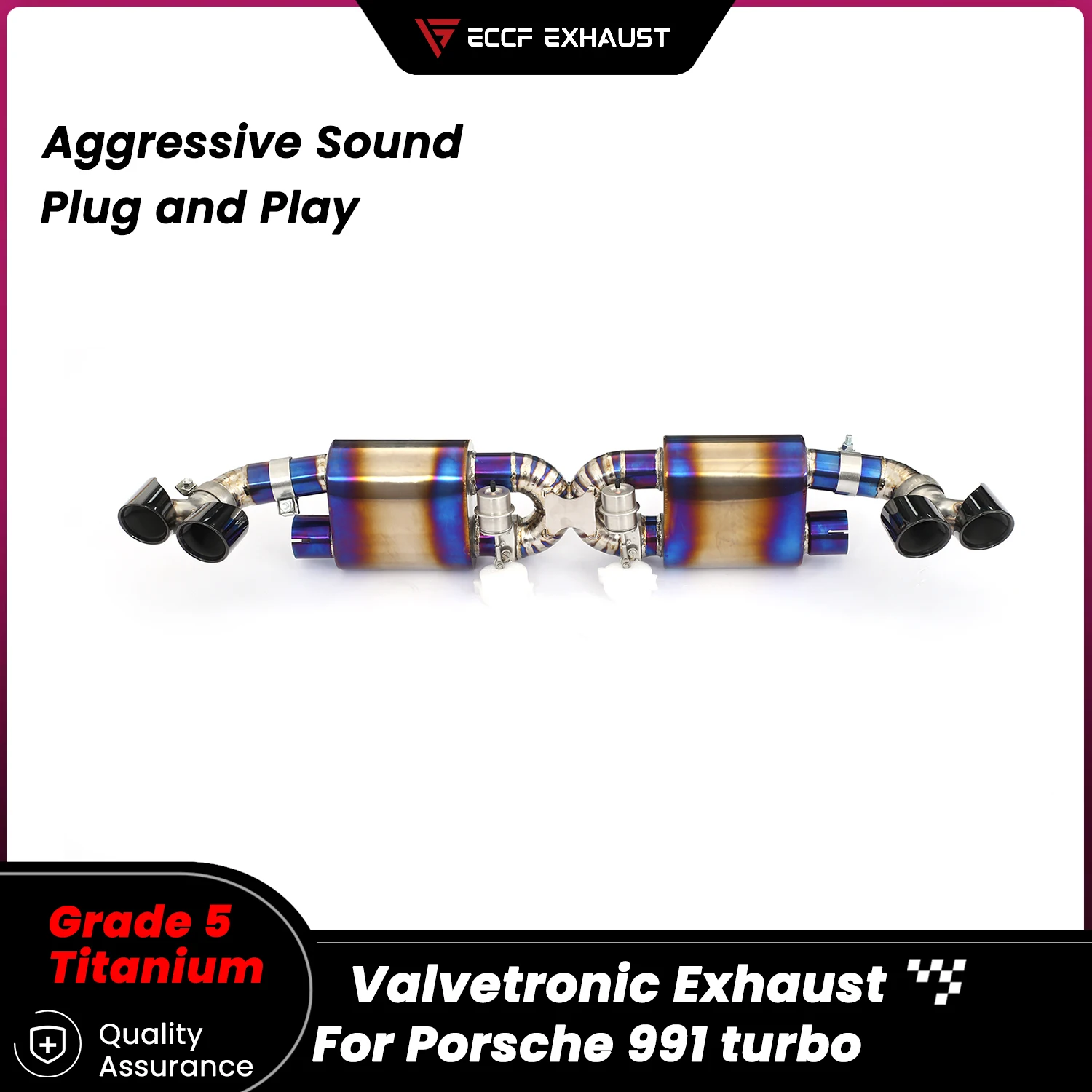 

Pneumatic Valve TItanium Sporty Catback Exhaust for Porsche 991 turbo Freely Adjustable Sound Control