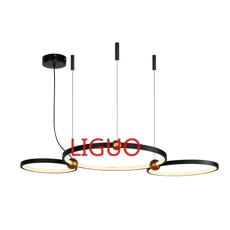 

Pendant Circle Lights Postmodern Living Room Ring Duplex Designer LED Lamp Three Light Hanglamp