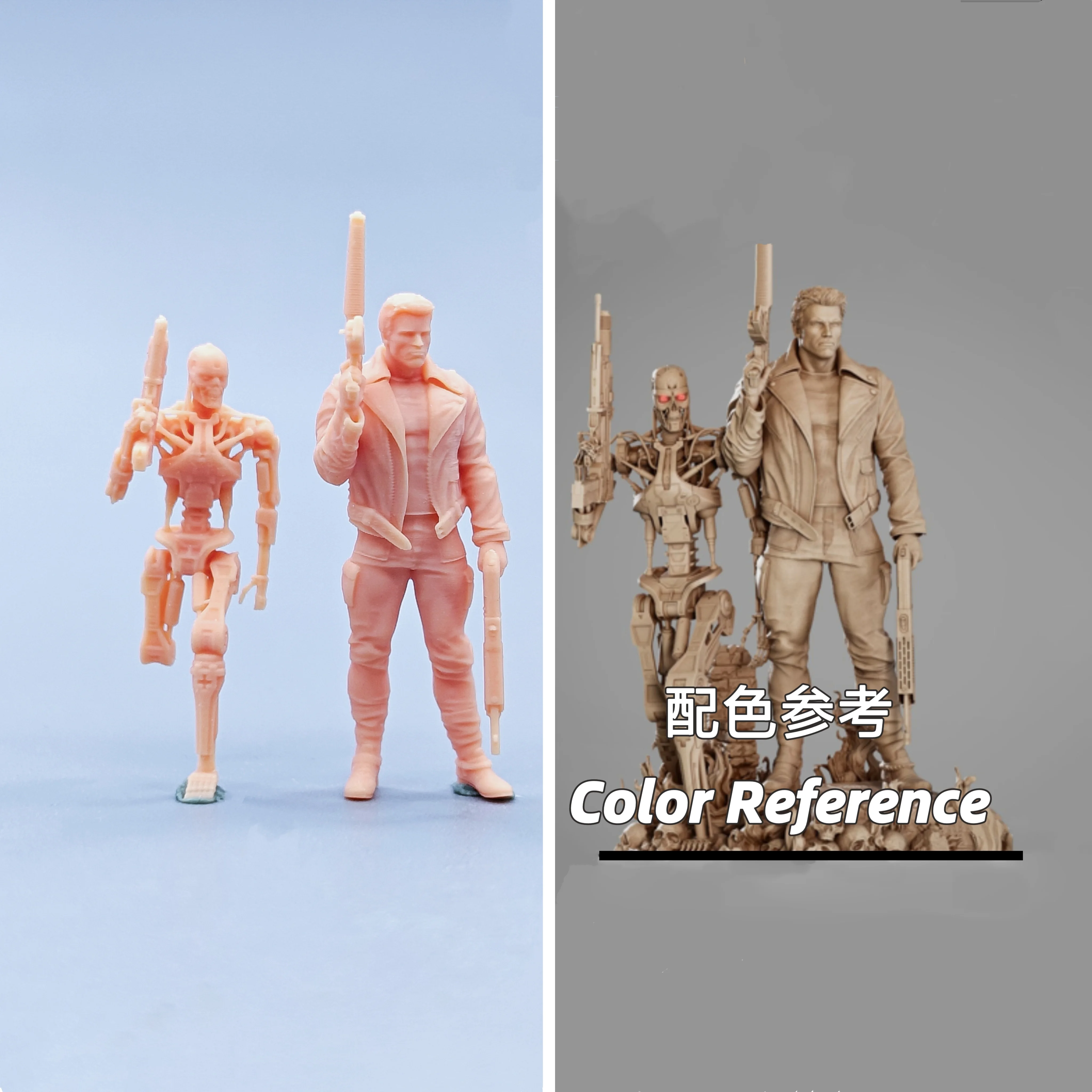 Figuras a escala 1/64, modelo Terminator de resina, Robot asesino, miniaturas sin color, Diorama pintado a mano C729