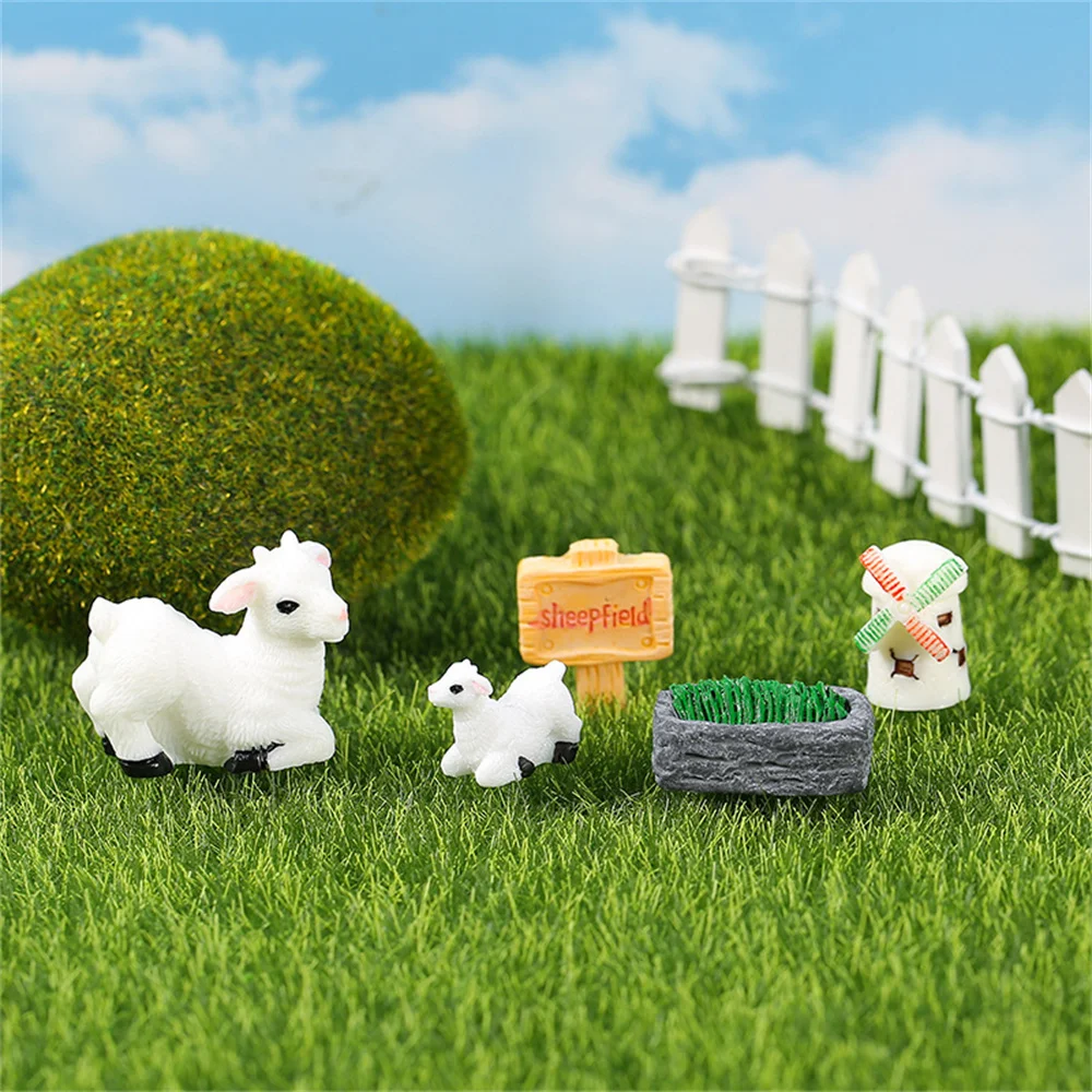 Cartoon Figurine Miniature Sheep, Animal Food Bowl, Windmill Sign, Fairy Garden, DIY Resin Crafts Accessories, Home Decorations