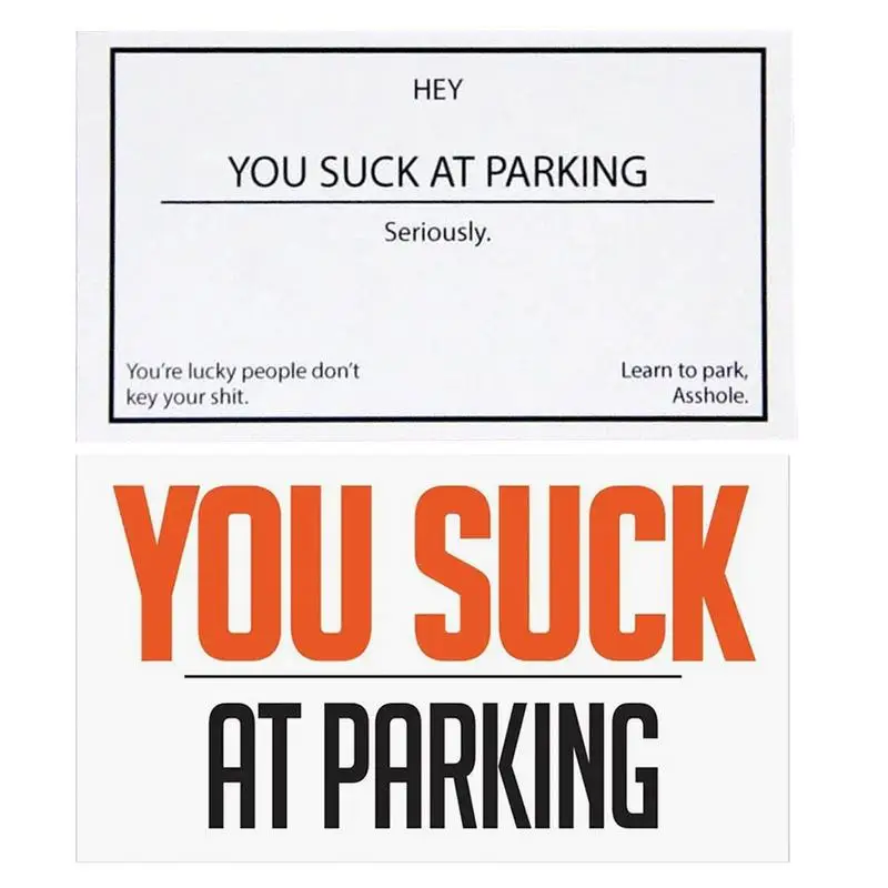 You Suck At Parking Cards Funny Parking Violation Cards Bad Parking Cards Gag Note Cards Learn To Park Cards For Adults Bad