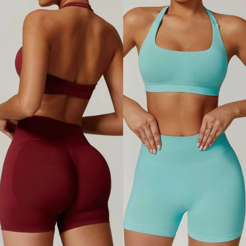 シームレスレオパードヨガセット女性スポーツブラハイウエストロングパンツジムフィットネスワークアウトランニングレギンスアクティブウェア