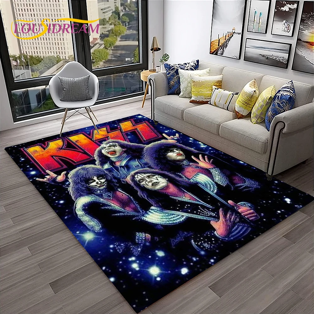 Retro KISS Rock Band Carpet Rug for Home Living Room Bedroom Playroom Sofa Kitchen Doormat Decor,Kid Area Rug Non-slip Floor Mat