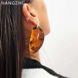 HangZhi Exaggerated Transparent Resin Large Earrings Elegant Vintage Chunky Jewelry for Women Autumn Winter New Design