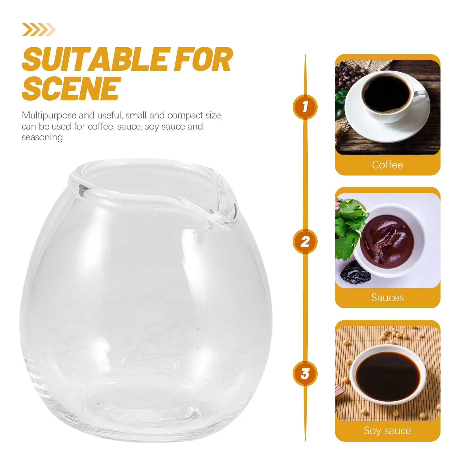 Mini jarra de leche de vidrio, jarra para crema de café transparente, jarra pequeña para espumar leche con boquilla para salsa, condimento de soja, 2 uds.