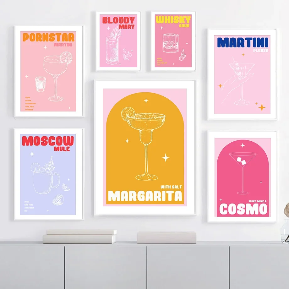 

Whisky Bloody Mary Martini Cocktail Iced Tea Wall Art Canvas Painting Nordic Posters And Prints Wall Pictures For Bar Room Decor