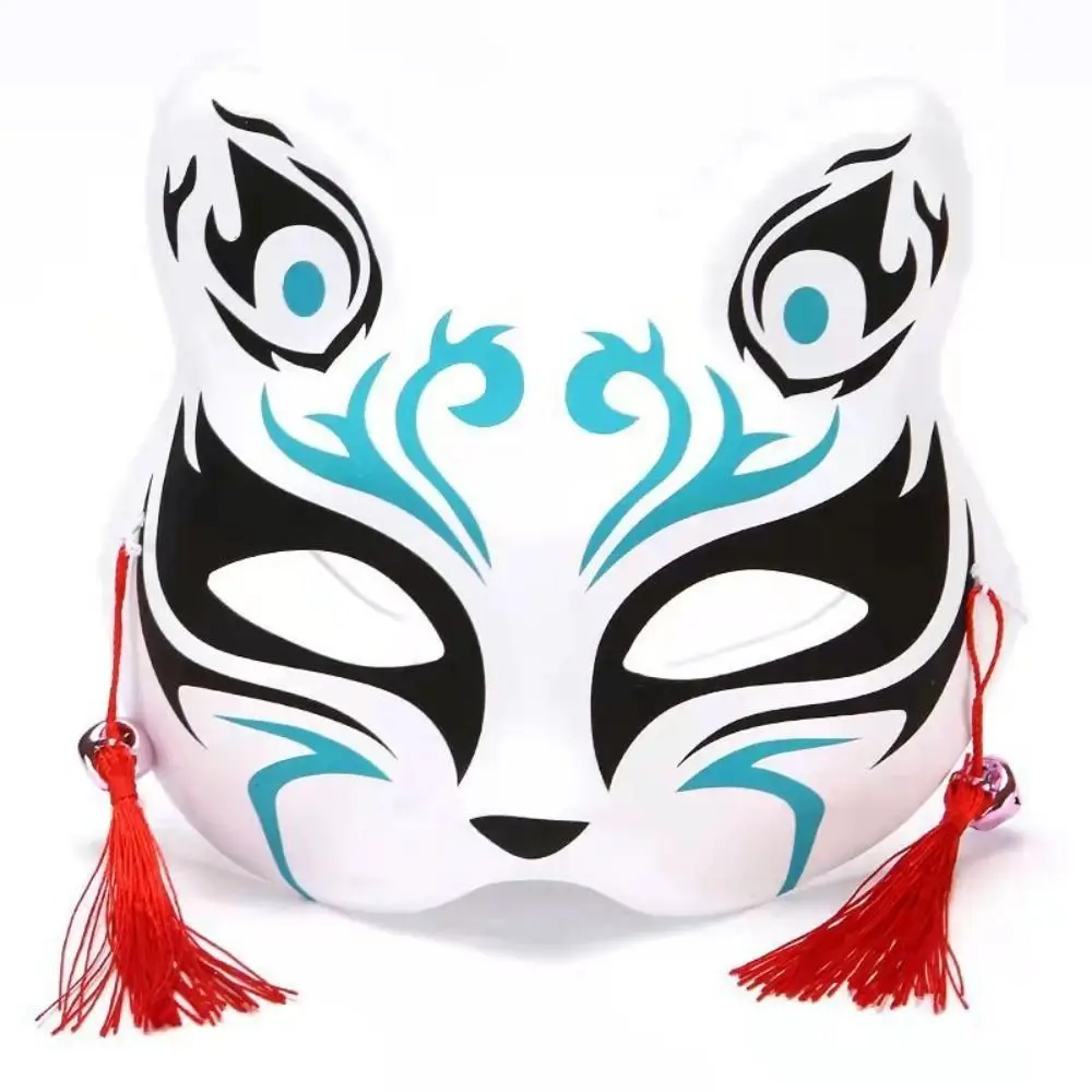 2Pcs Japanese Anime Foxes Mask Cosplay Anime Half Face Masks Exquisite Hand-Painted Anime Cosplay Accessories Masquerade