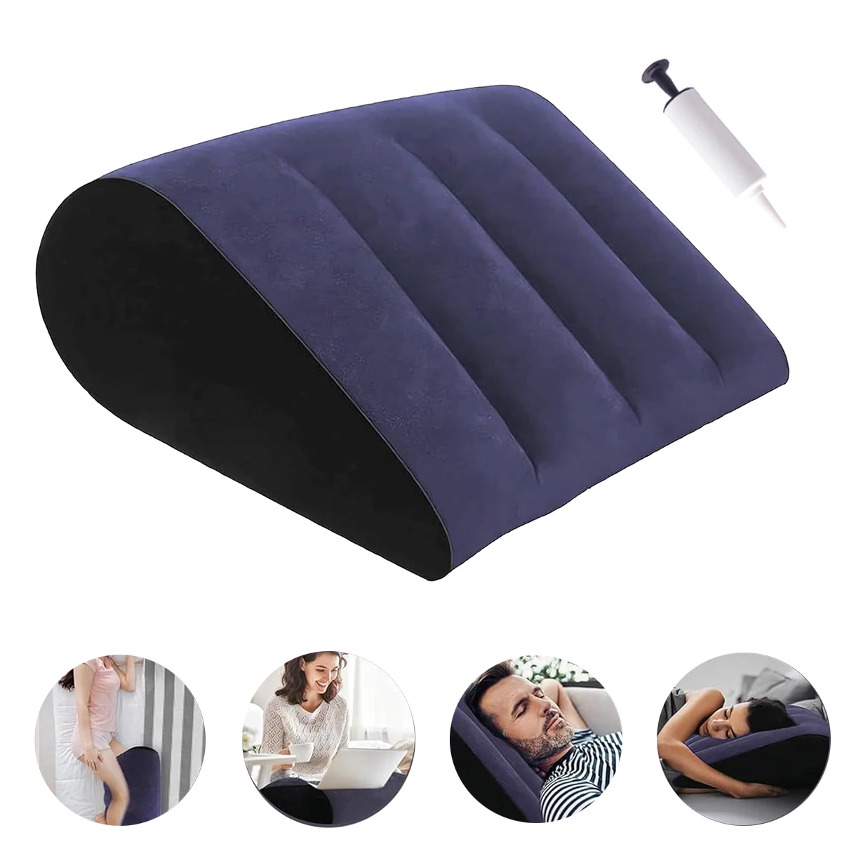 

Фиолетовая надувная клиновая подушка с насосом — мягкая портативная поддержка для талии, спины, головы и ног, путешествий и дома
