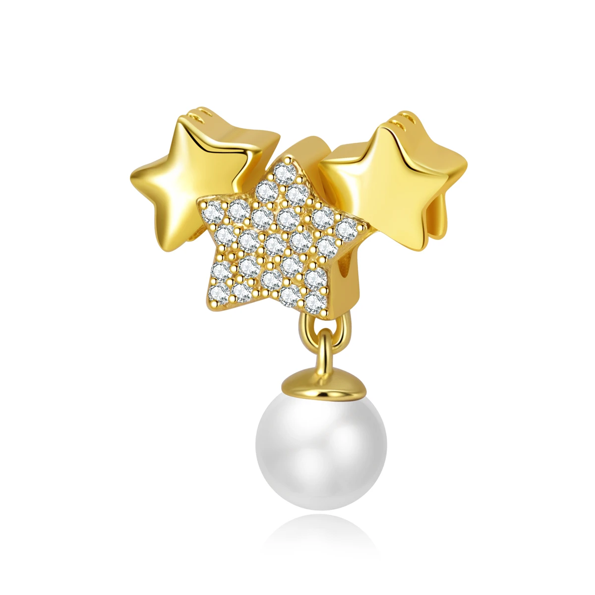 

PANQDIY 925 Sterling silver pentagram pearl pendant Gold plating and zircon technology suitable diy Jewelry Charms for Women