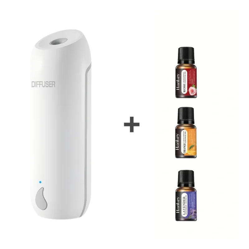ناشر رائحة USB قابل للتعديل مع 3 زيوت أساسية، معطر هواء محمول للمنزل، السيارة، المكتب، إيقاف تلقائي هادئ، عطري