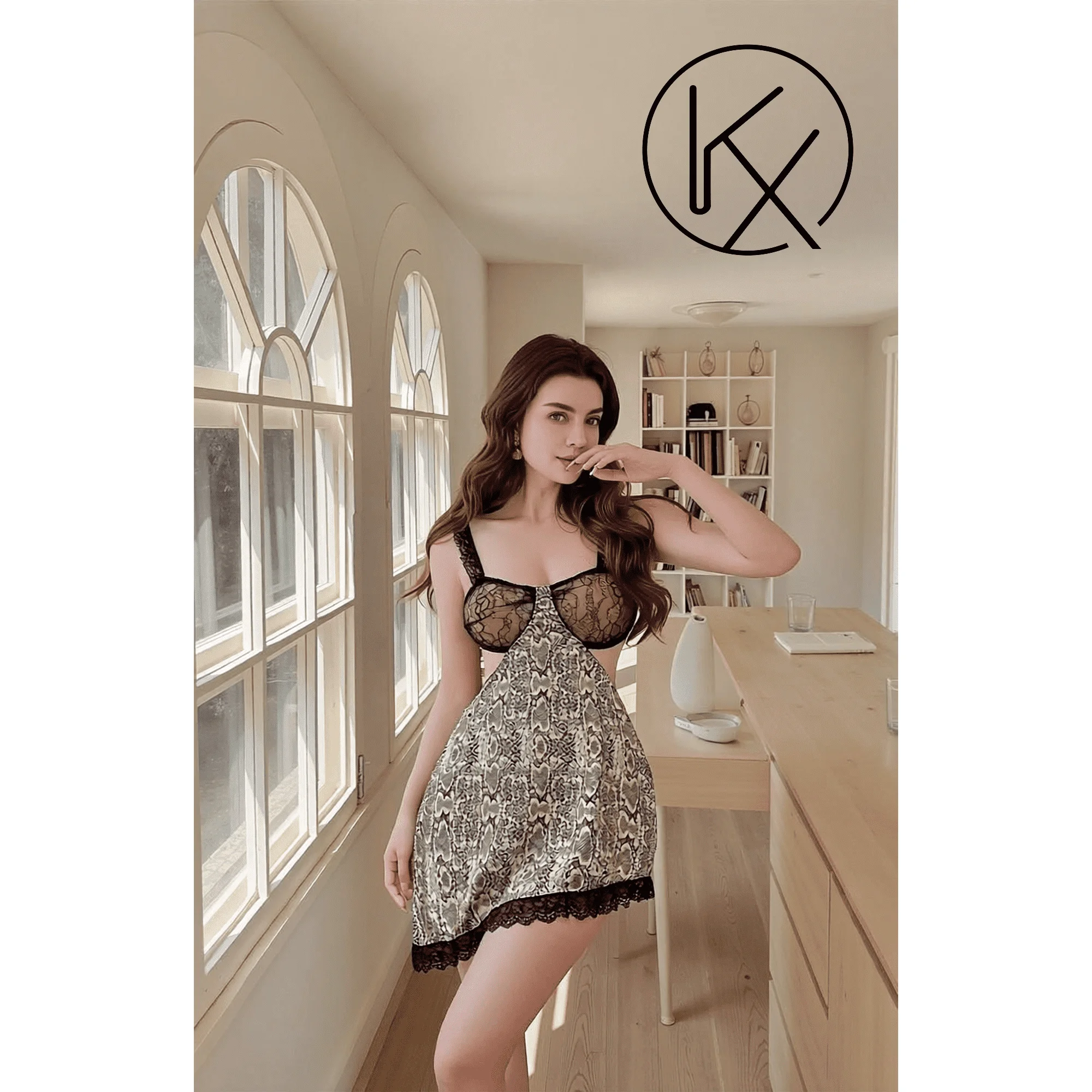kaixiggmm Snake Print Thong Bra Pure Desire Thong Sexy Sleepwear Nightgown