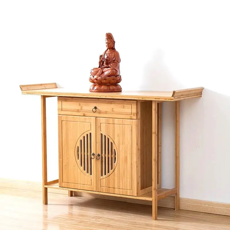 Nordic High Quality New Chinese Guan Gong Retro Buddhist Scene Buddhist Cabinet Home Against The Wall God Of Wealth Table
